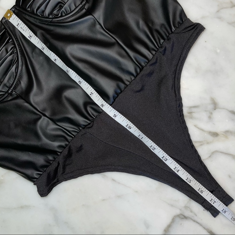 Black Faux Leather Bodysuit - Picture 8 of 11